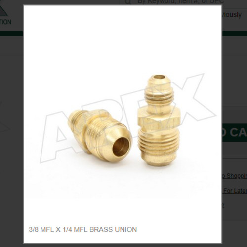 3/8 MFL X 1/4 MFL BRASS UNION # 42R-64