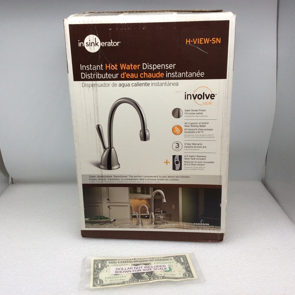 insinkerator H-View-SN Instant Hot Water Dispenser System Satin Nickel OPEN BOX