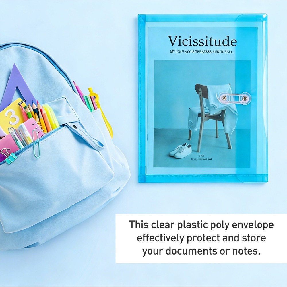 3 Pack Clear Plastic Poly Envelopes, File Folders Document Envelopes, Purple