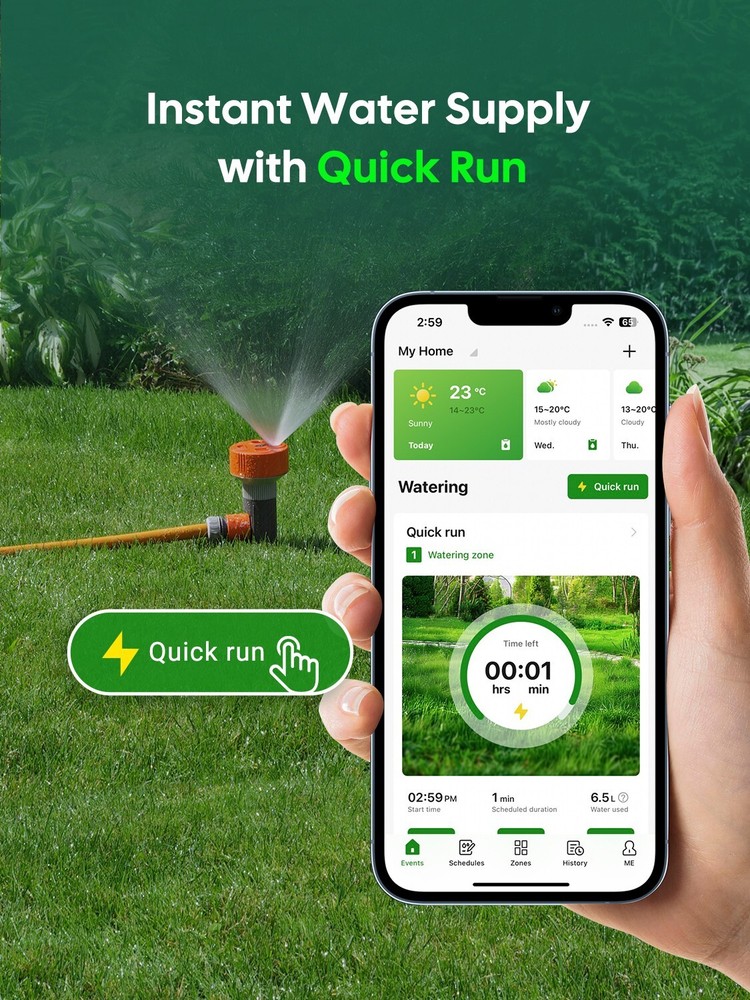 4-Zone Smart Lawn Sprinkler Controller Irrigation System Watering Schedule Timer