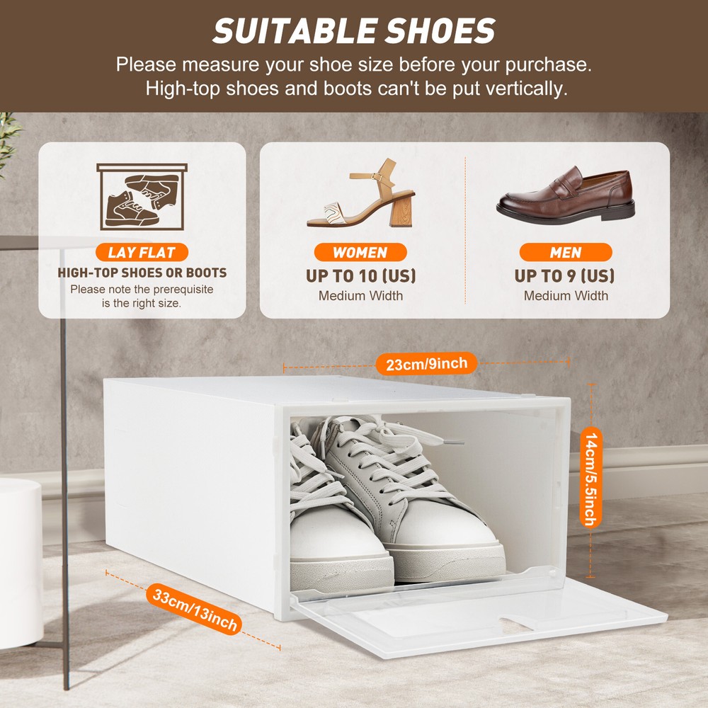 20pcs Shoe Storage Box Organizer, Transparent Plastic Stackable' Shoe Container.