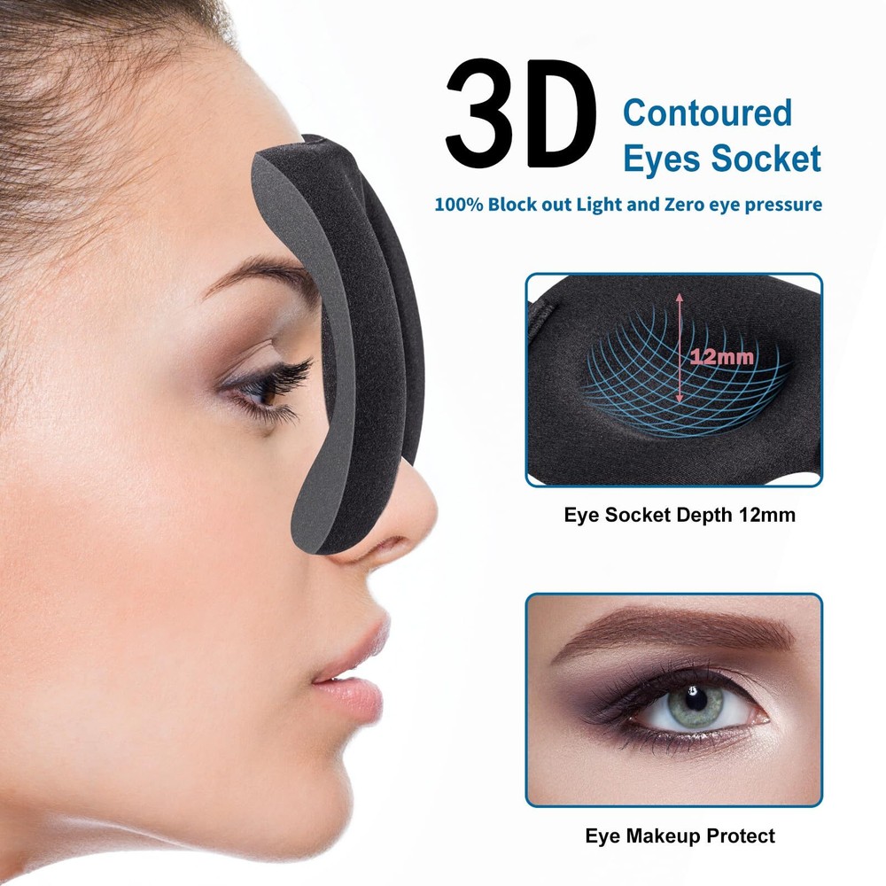 3 Pack 3D Eye Sleep Mask Night Blindfold Light Blocker for Sleeping Napping