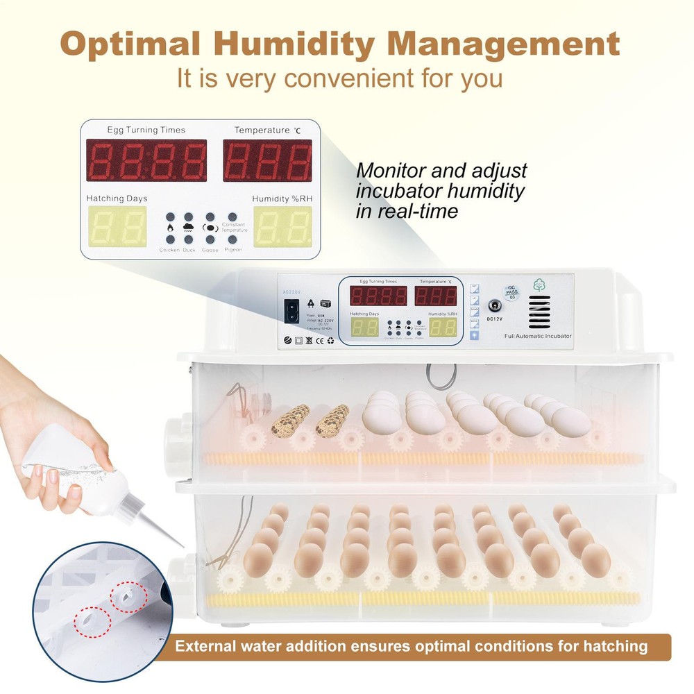 New Automatic 120 Eggs Incubator Temperature Control Digital Chicken Egg Hatcher