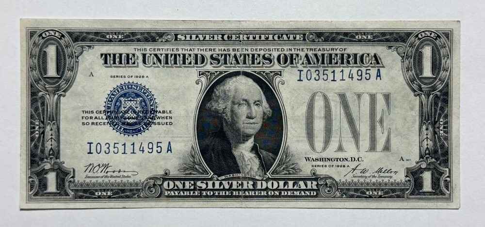 1928-A $1 Bill Funny Back Silver Certificate Note 495A-QAEN