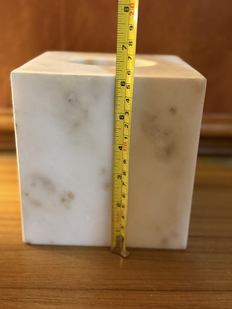 Brand New Solid Carrara Marble Tissue Box Cover & Matching Lidded Jar-READ