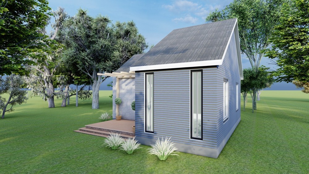 460sqft Two Bedroom Tiny Home ADU Design Plans – Floor Plan, Elevations