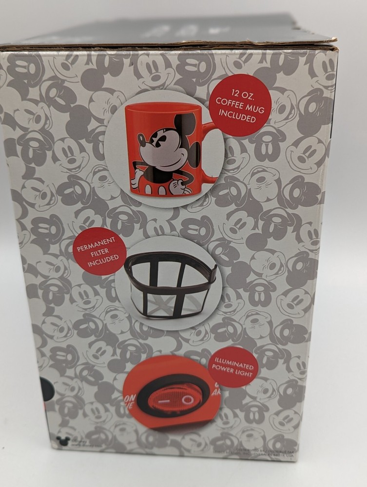 Disney Mickey Mouse 1-Cup Coffee Maker-with Mug NIB