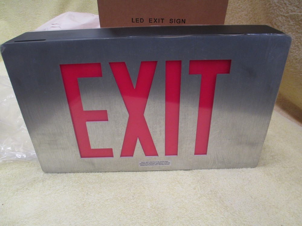 Yorklite ALXACBR2U Led Exit Sign, NOS, 2 Sided, Red Letters, BS