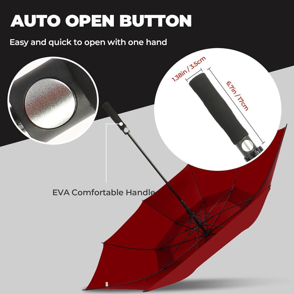 Automatic Open Golf Umbrella 54/62/68/72 Inch, Extra Large Windproof Vented Doub