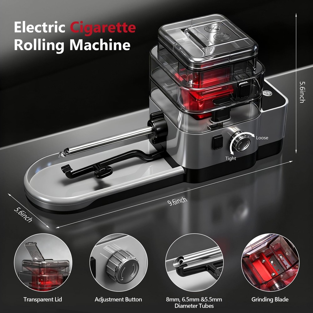 Electric Cigarette Rolling Machine, Tobacco Grinder, Automatic Cigarette Roll...