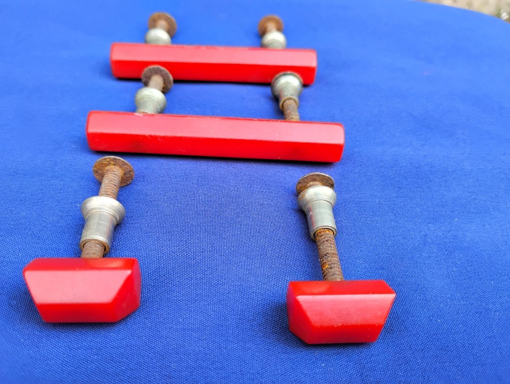 Matching Set of ,4 Red Catslin Bakelite Drawer Handle Pulls