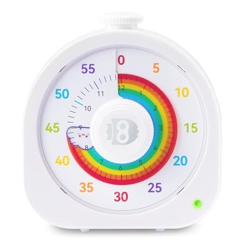 Rainbow Visual Timer for Kids - 60min/12h Magnetic Countdown Timer, Rechargeable