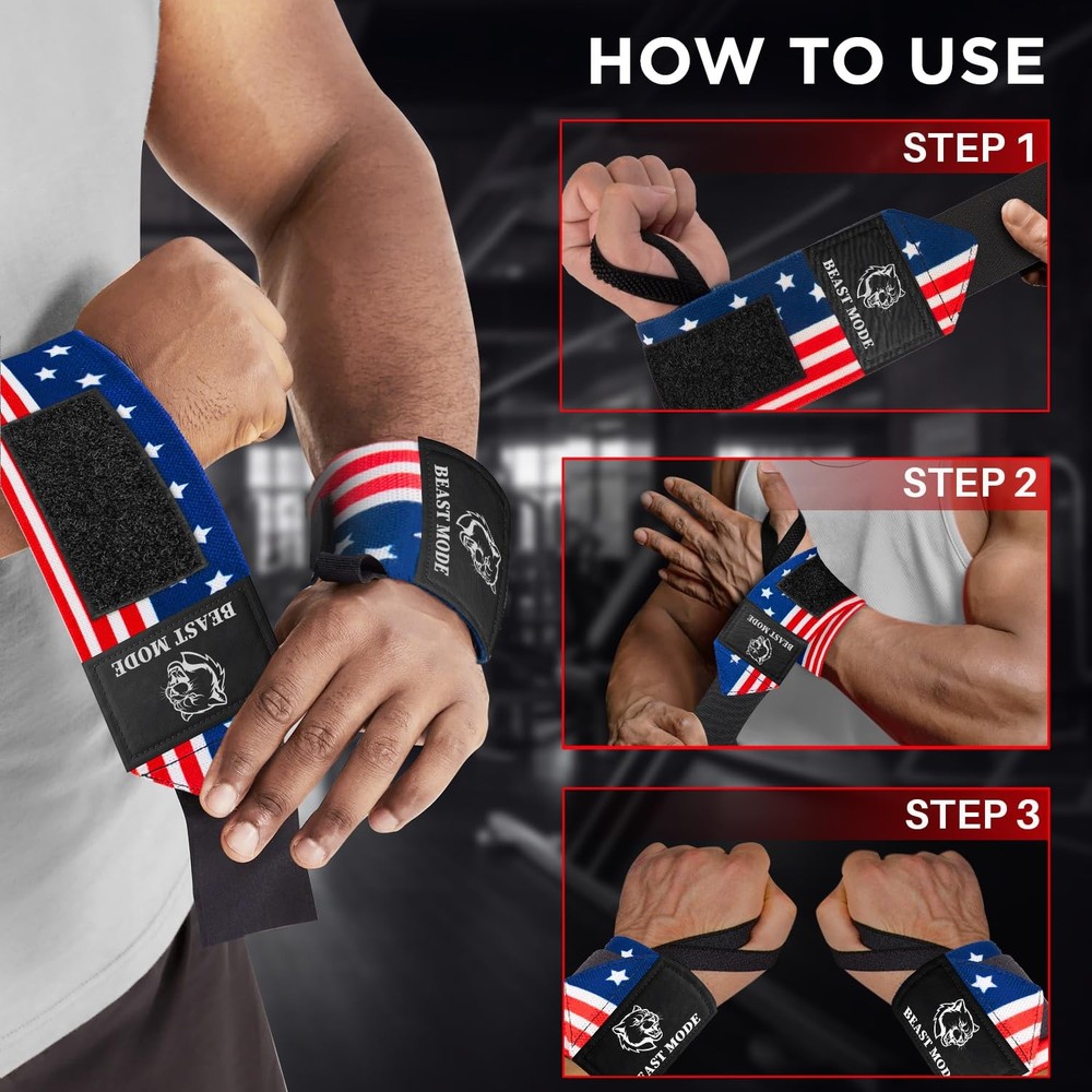 Weightlifting Wrist Wraps with Thumb Loop – HeavyDuty Support for Powerlifting