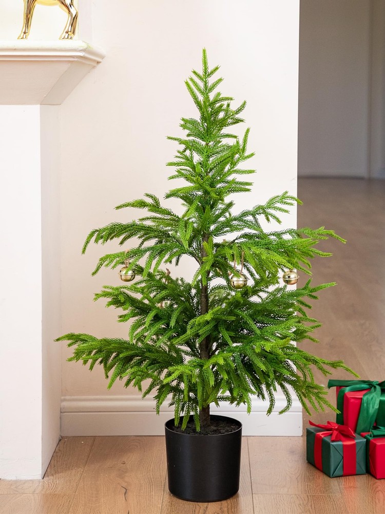36’’ Norfolk Pine Tree Real Touch Artificial Small Christmas 3ft, Green