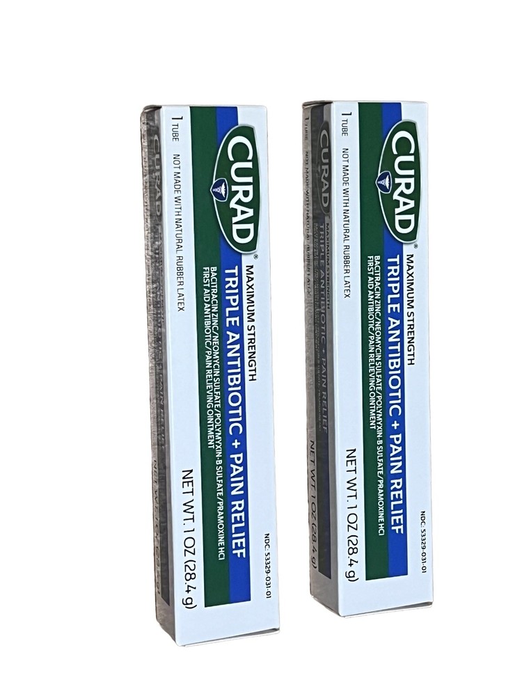 CURAD Triple Antibiotic + Pain Relief Ointment 1 oz - 2 PACK - CUR001232
