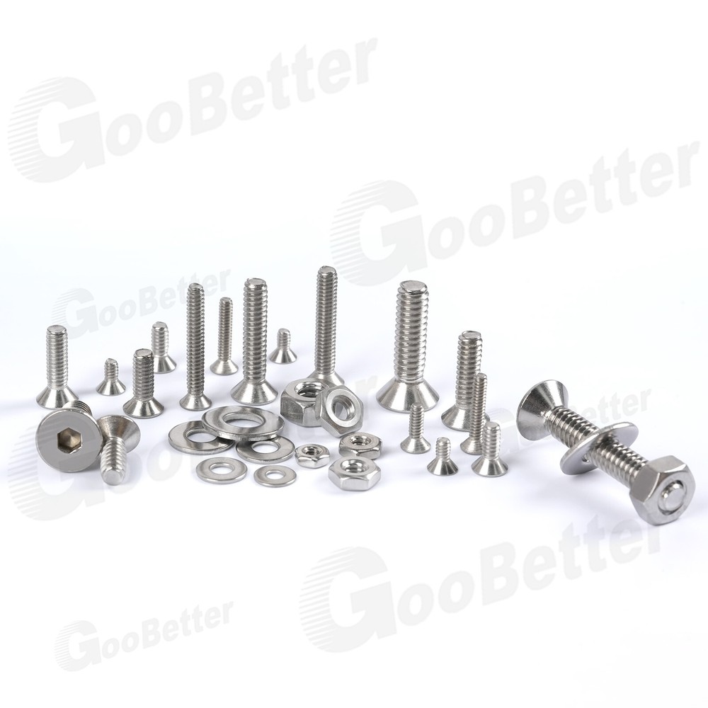 455Pcs Stainless Steel Flat Countersunk Head Hex Socket Cap Screw Bolt Nut SAE