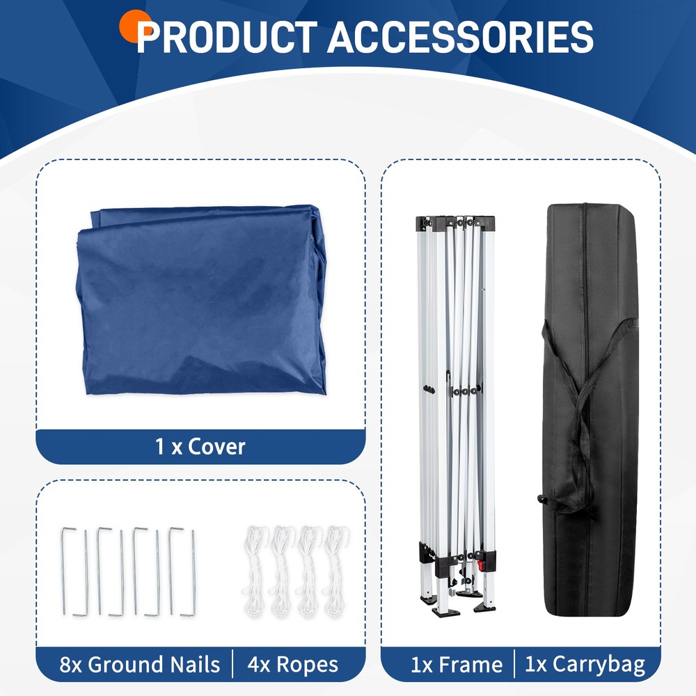 8*8ft Portable Home Use Waterproof Folding Tent Blue