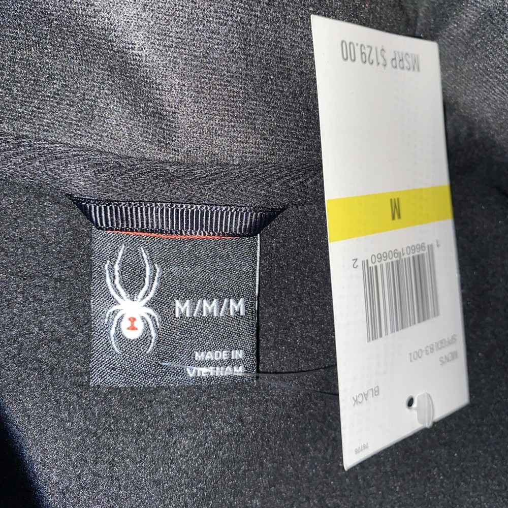 SPYDER 1/4 Zip Thermal Microfleece Lined Black Pullover Mens Medium