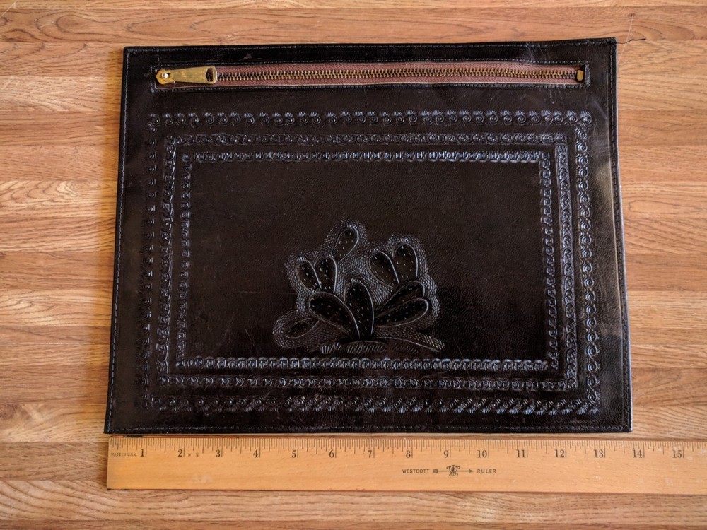 Leather Portfolio / Pouch, Handmade w/ Desert Theme