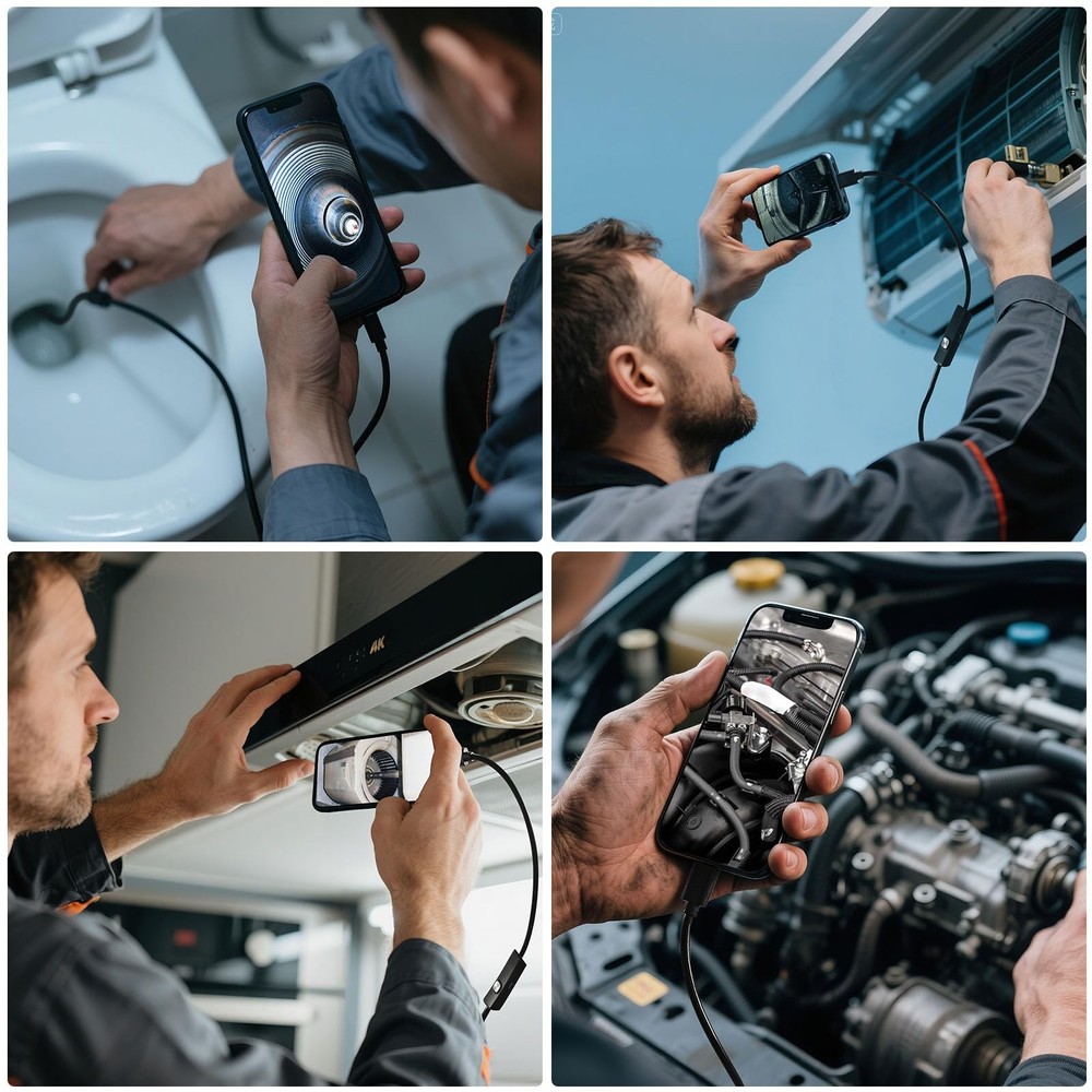 Endoscope Camera with Light, HD Borescope with Dimmable LED, Endoscope Camera...