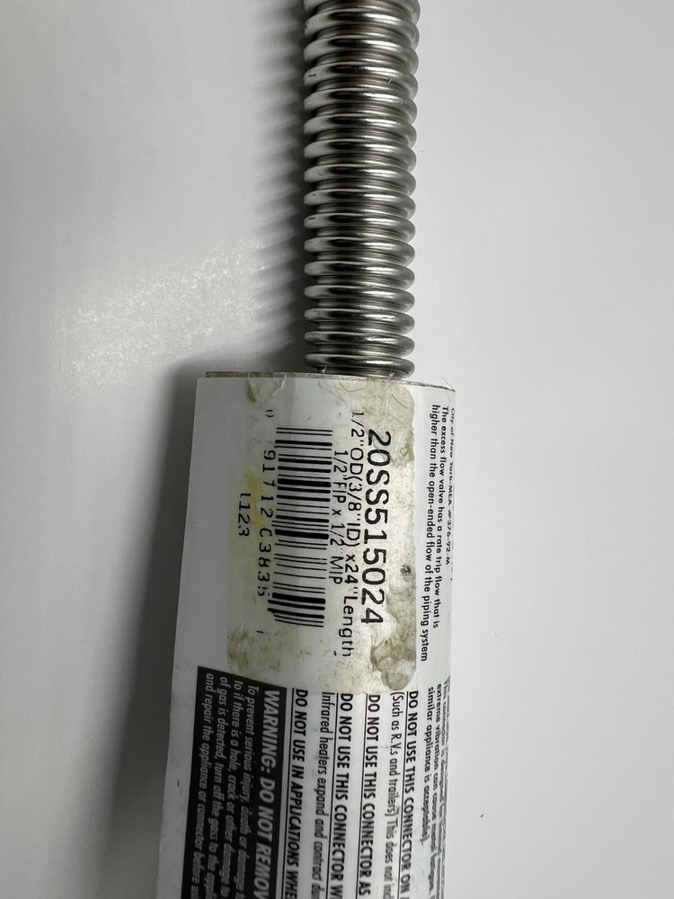 Eastman 24" Stainless Steel Gas Appliance Connector 1/2"FIP x 1/2"MIP 20SS515024