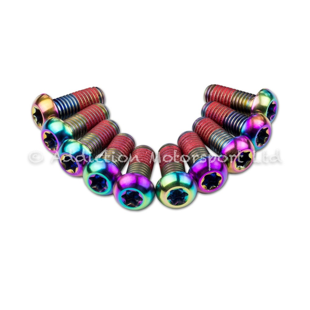 10x Ducati 749 2005 Rainbow Titanium Front Disc Rotor Bolts With Threadlock