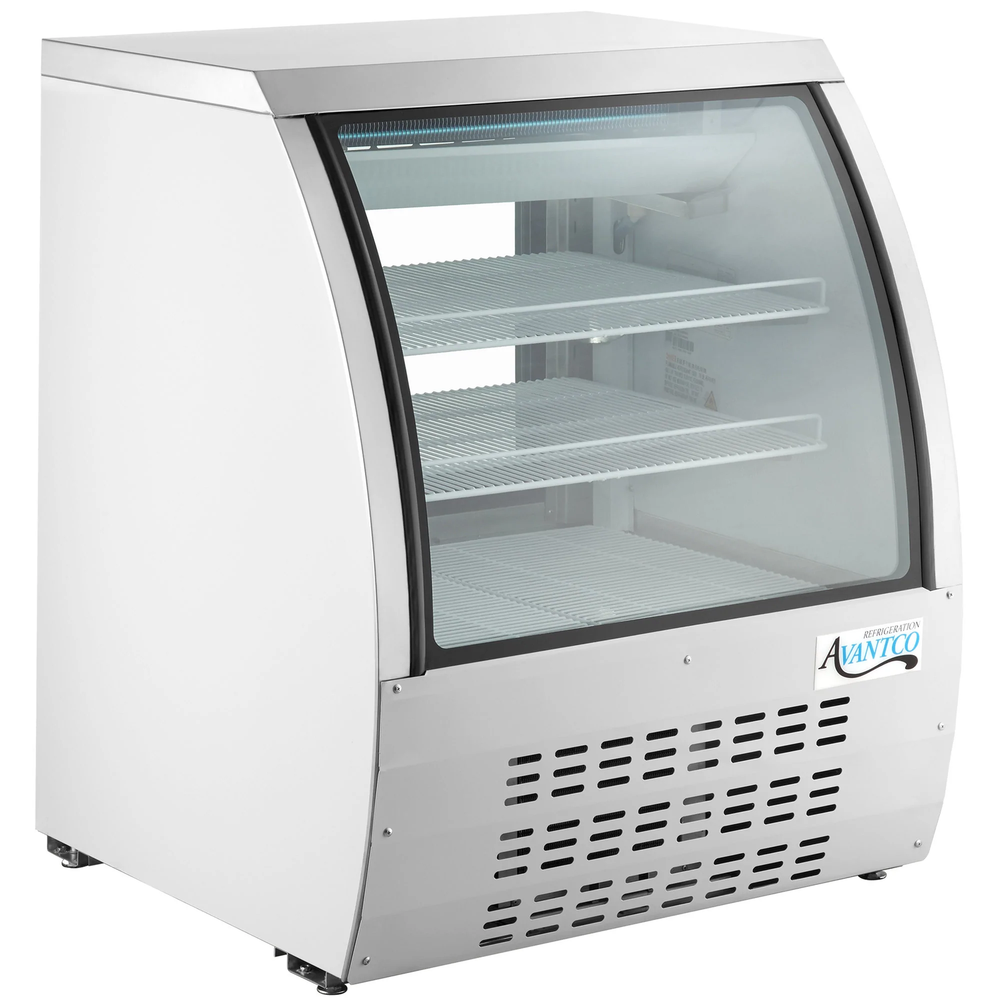 36" White Curved Glass Refrigerated Deli Case