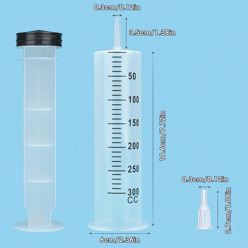 300mL Syringe for Liquid - Large Plastic with Tip Adapter clear