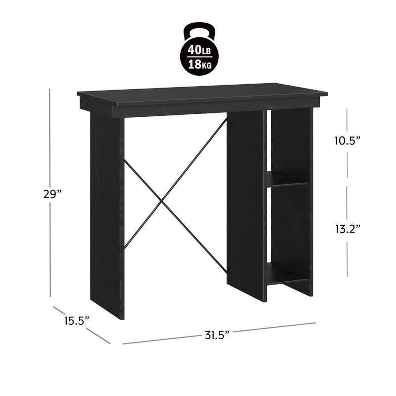 Compact Computer Desk W/ Side Shelves Tool-Free Assembly Storage Solution Home
