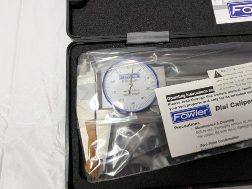 Fowler Shockproof Dial Caliper White Dial 0 - 12" Range 52-008-712-0