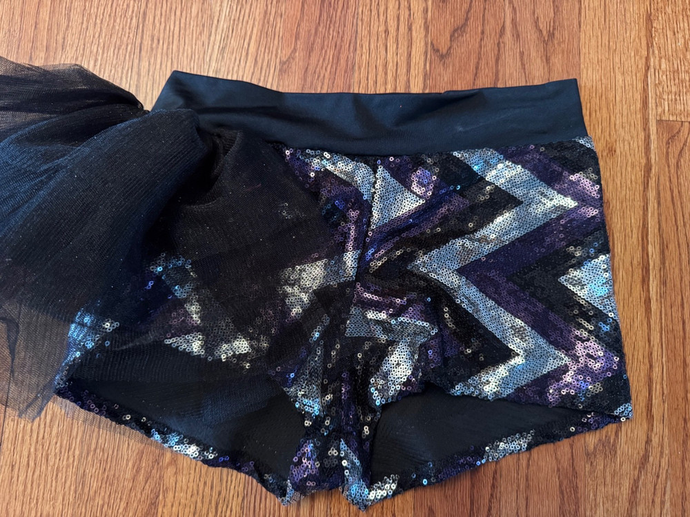 jazz dance costume, purple, silver & black, size medium