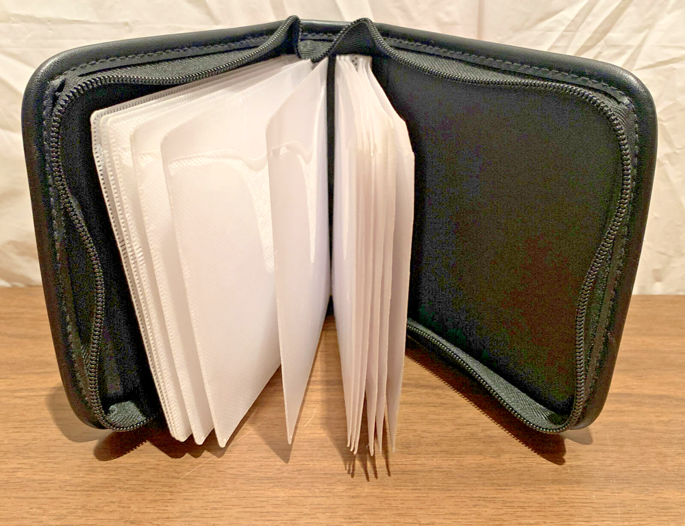 Zippered CD Wallet, Holds 24 CD/ DVD/Blue Ray, Black & Red W/ Handle