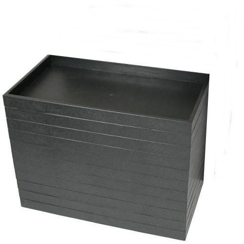 Premium Rolling Sales Display Travel Carrying Case & 12 Black Stackable Trays