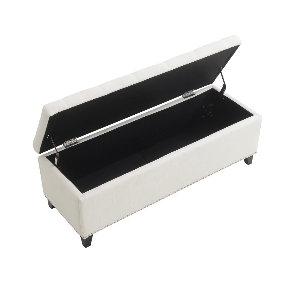 Storage Stool with Safety-Closing Hinges Features Touch Teddy Fabric