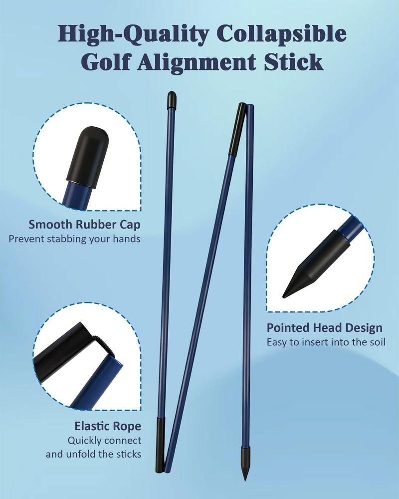 Golf Alignment Sticks, 2 Pack Plastic 49" Collapsible Alignment Stick Golf Pr...
