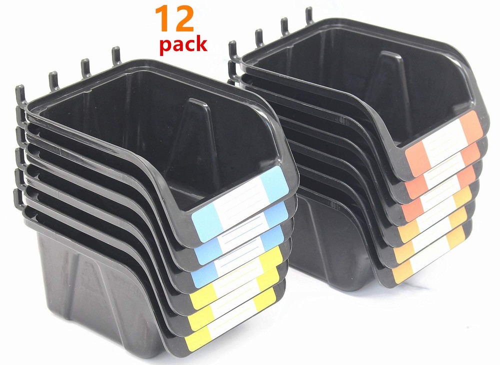 Pegboard Bins Kit 12 PACK Black Pegboard Parts Storage Tool