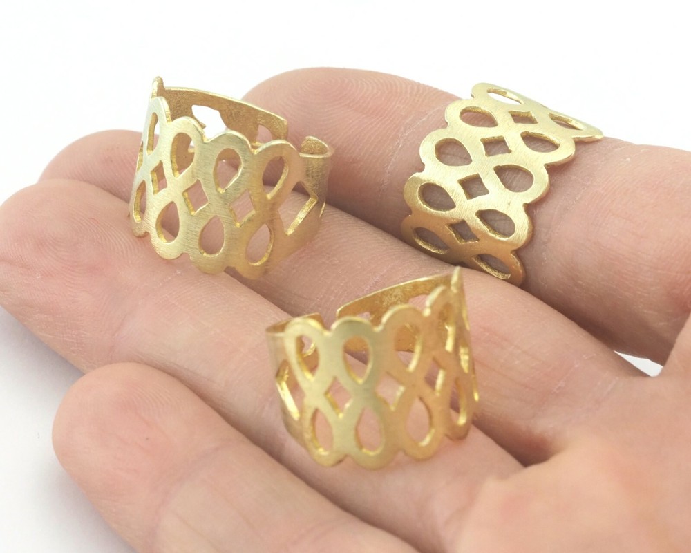 Mesh Adjustable Ring Statement Raw Brass (6US 9.5US inner size) 4291