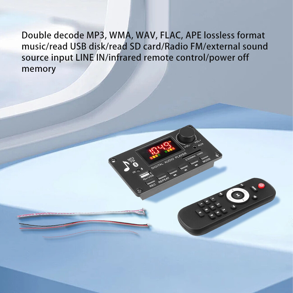 Amplifier Decoder Board 2 x 40W with Bluetooth 5.0, MP3 Player and IR FM Radio,