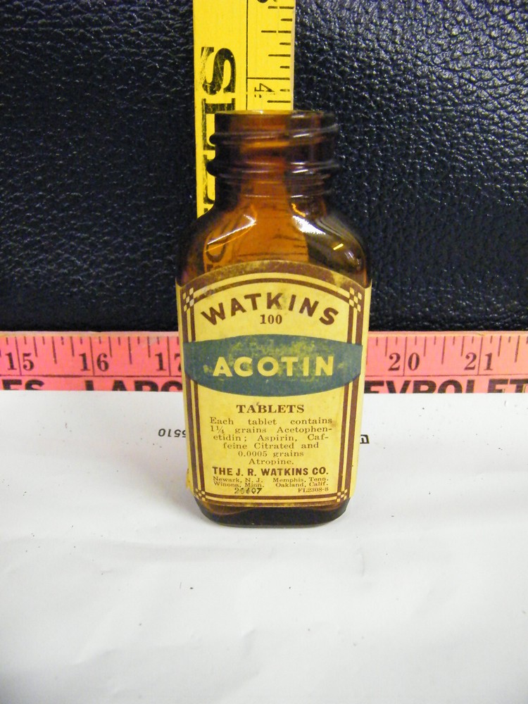 Vintage Watkins Acotin Tablets Empty Bottle