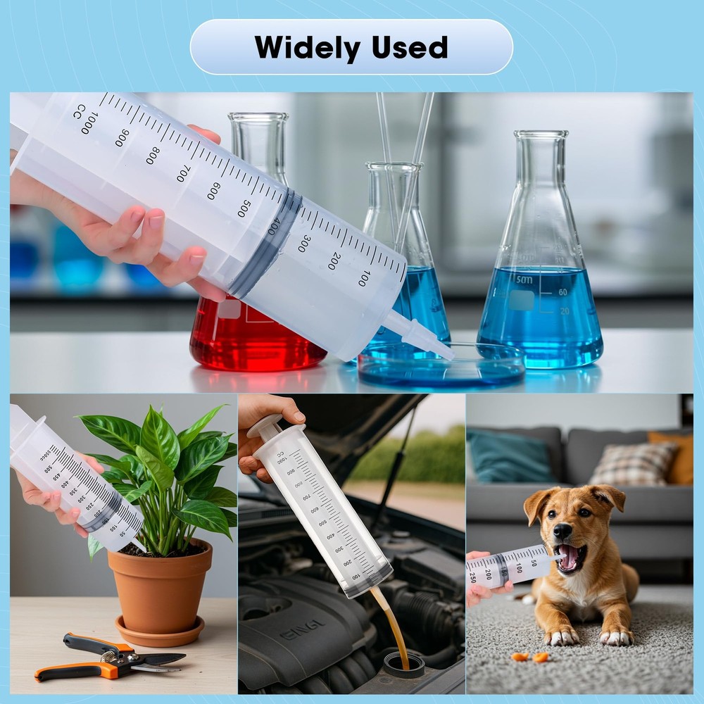 300mL Syringe for Liquid - Large Plastic with Tip Adapter clear