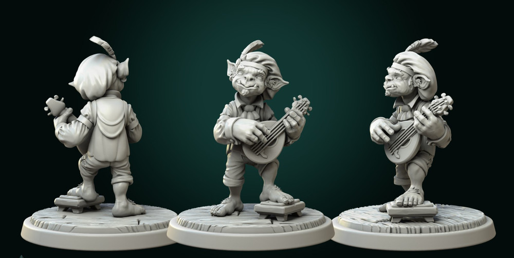 DnD Goblin Bard Mini 32mm Scale TTRPG