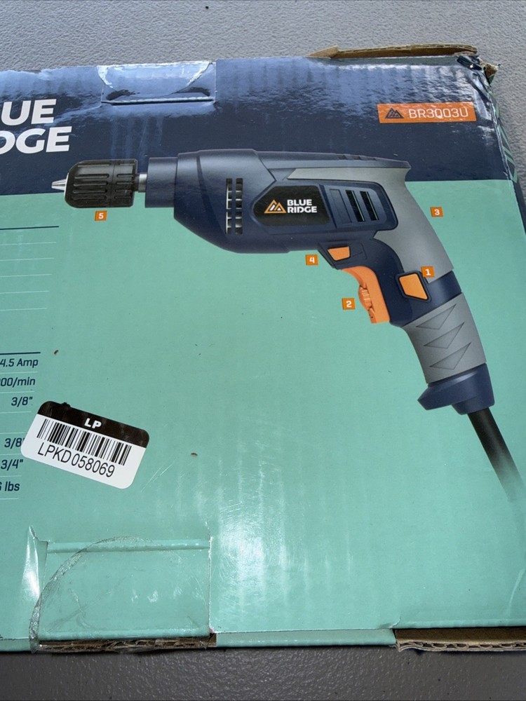 Blue Ridge Tools 4.5 Amp Power Hand Drill (BR3003U) Open Box-NEW