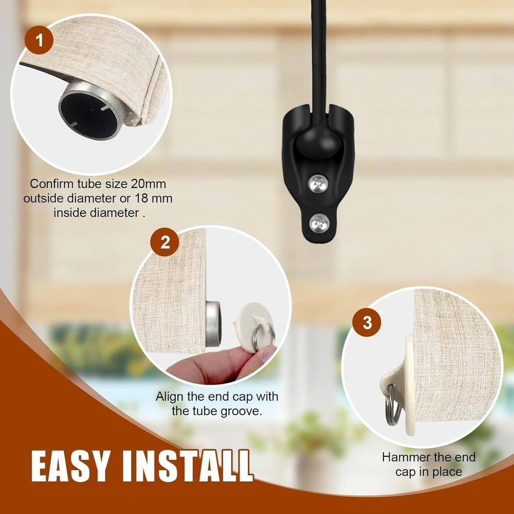 Coolaroo Replacement Part Roller Shade Hardware Bungee Kit and End Cap Tie Do...