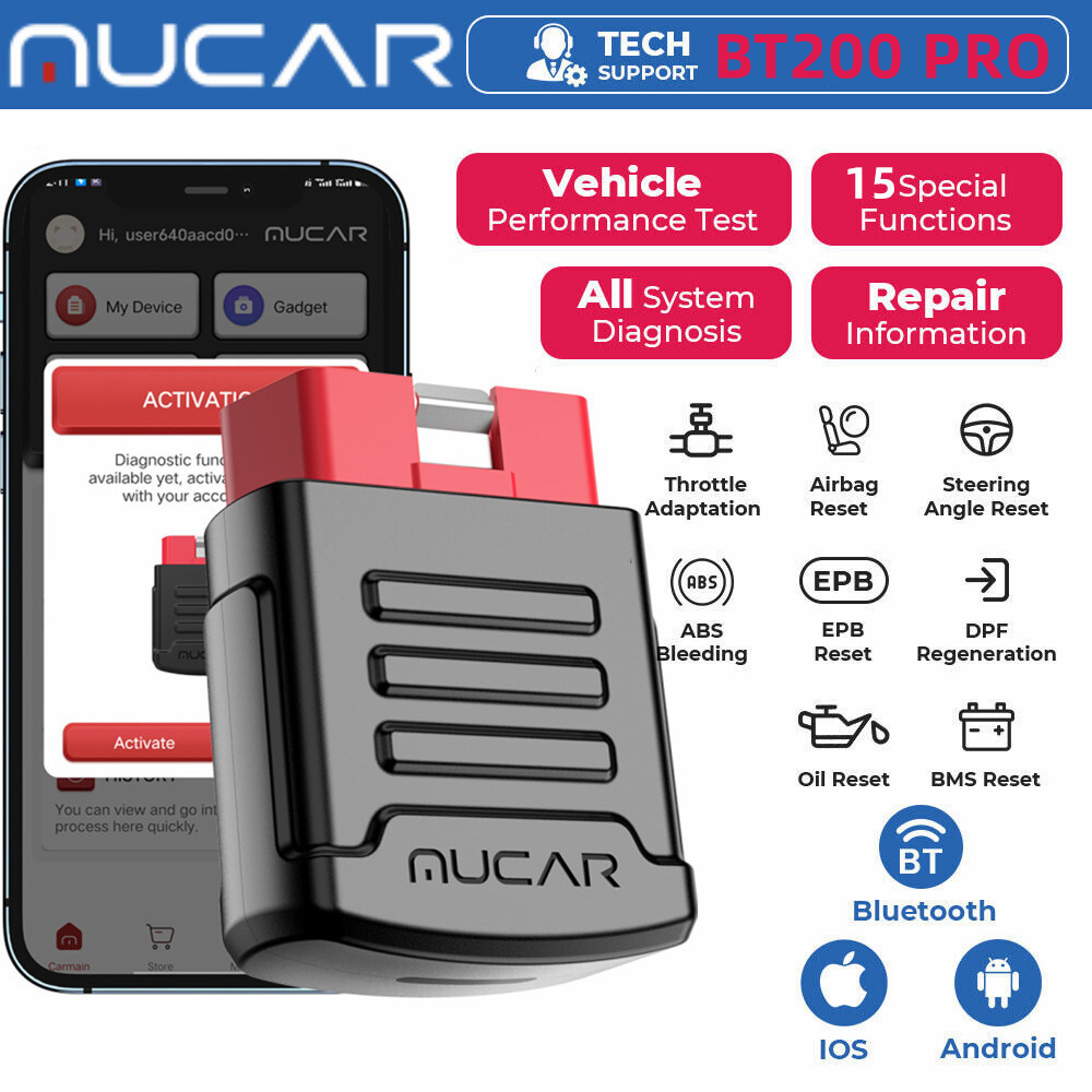 🔥MUCAR BT200 Pro OBD2 Scanner Code Reader Full System Car Diagnostic Tool