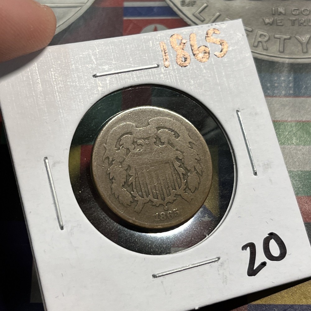 1865 2 Cent Copper Two Cent Coin United States