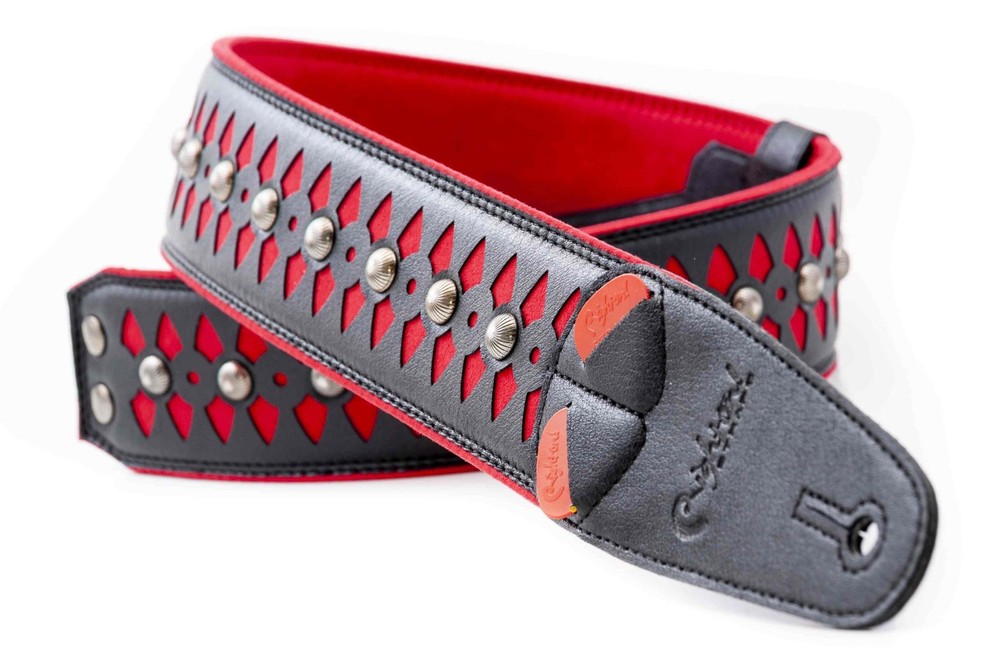 RightOn! Armour Design Guitar Strap; Red