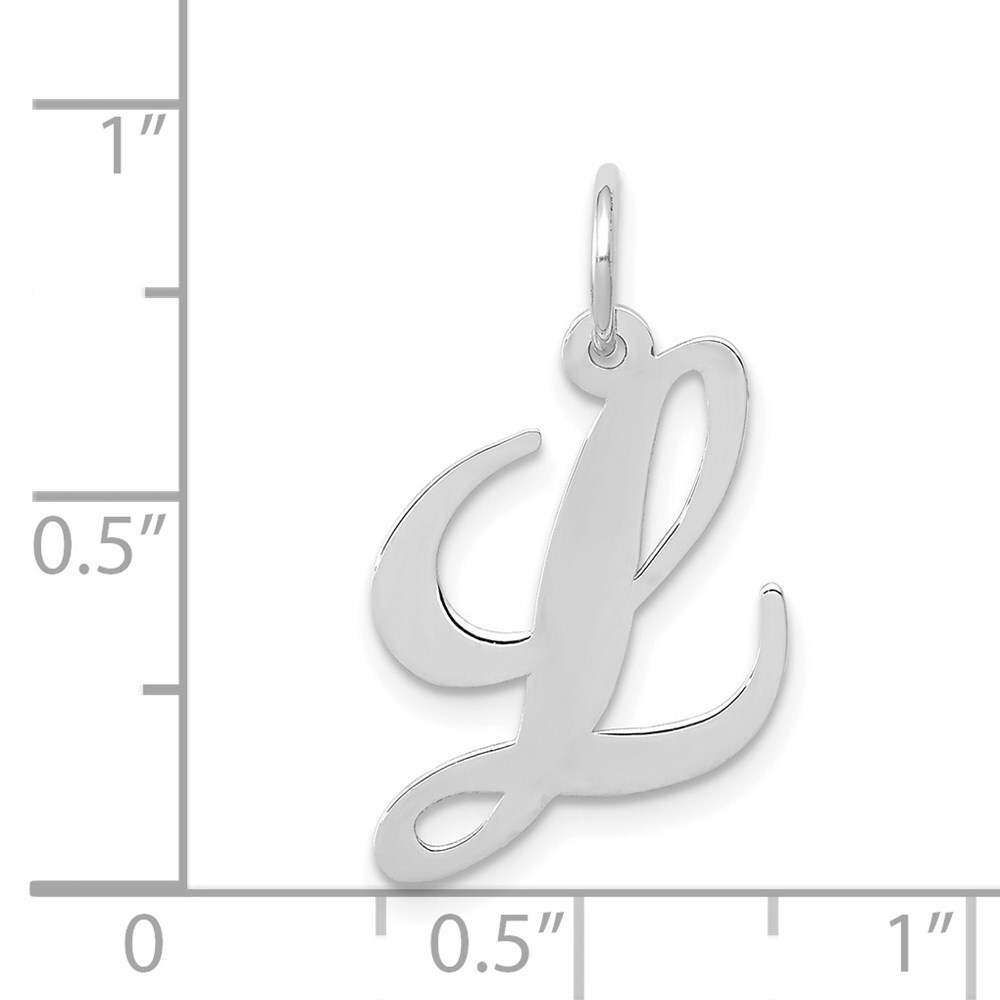14K White Gold Medium Fancy Script Initial L Charm