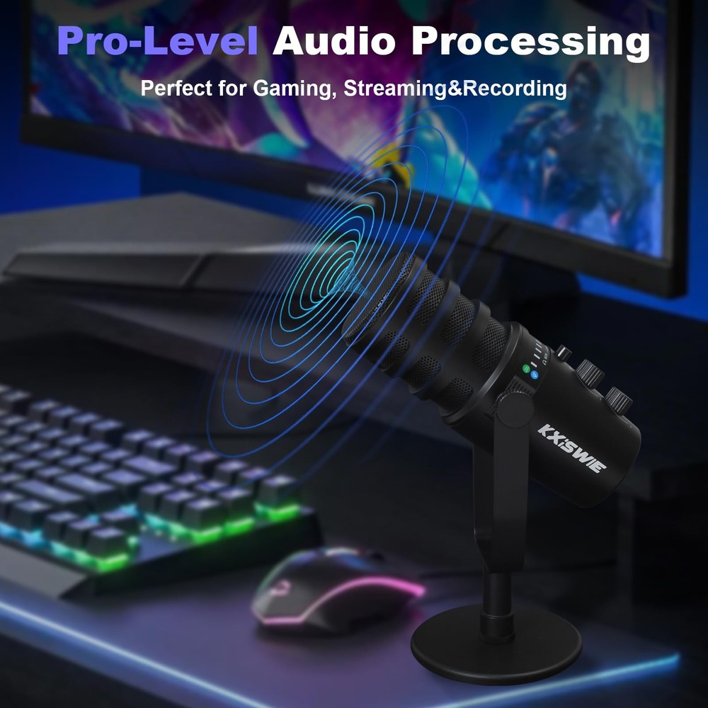 Professional Dynamic USB Microphone for Streaming Podcast Recording Gaming, w...