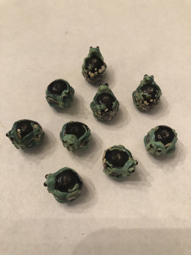 One (1) Each Lampwork Glass Frog Bead