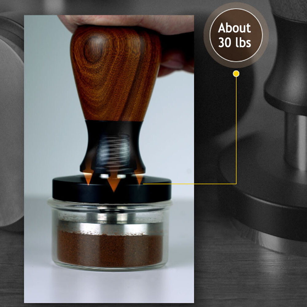 Elastic Coffee Press Double Spring Solid Wood Powder Hammer Elastic Coffee Press